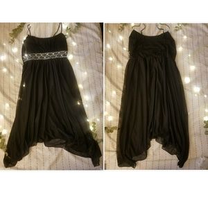 LIKE NEW BLACK CAMI STRAP EMBELLISHED DRESS